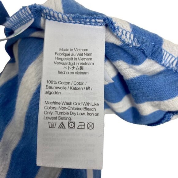 J Crew Blue White Stripped Vintage Cotton Boat Neck T Shirt Maxi Dress US M - Picture 8 of 8